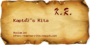 Kaptás Rita névjegykártya