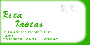 rita kaptas business card